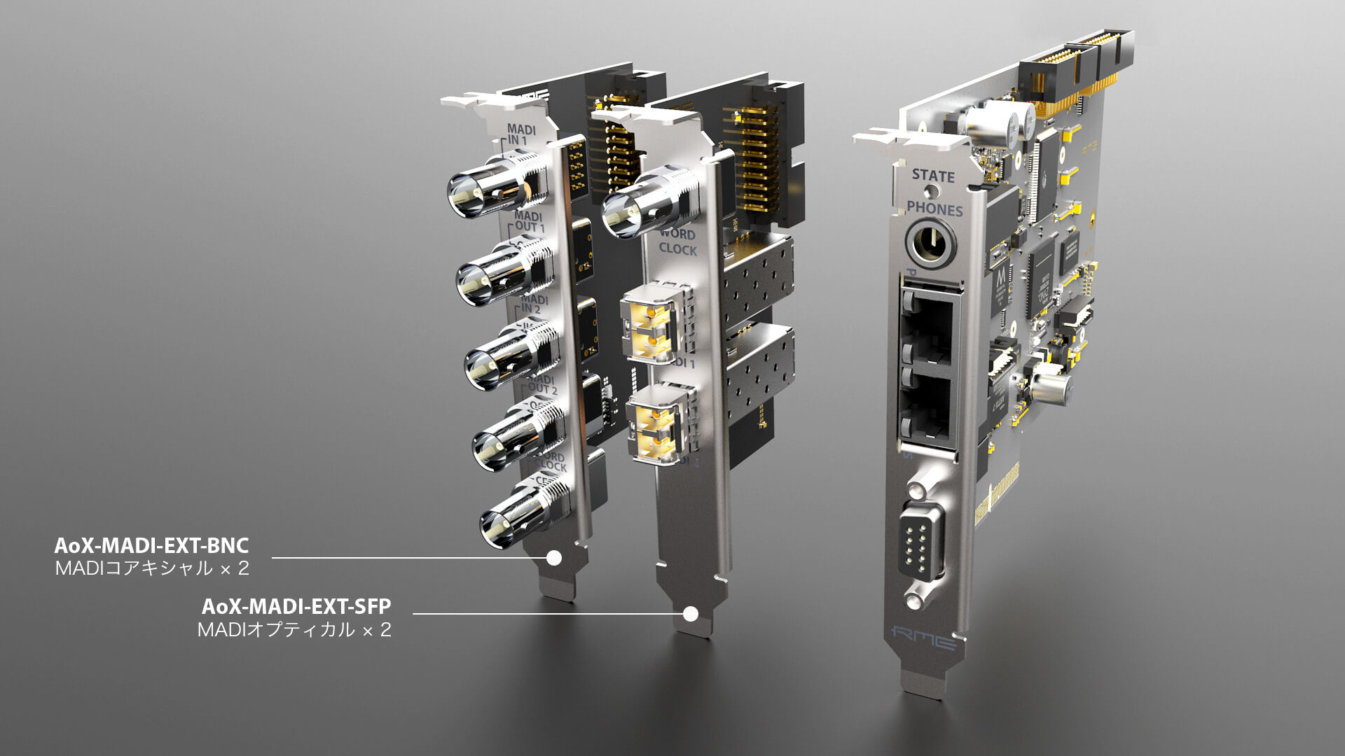 オプションのMADI拡張ボード「AoX-MADI-EXT-BNC」「AoX-MADI-EXT-SFP」