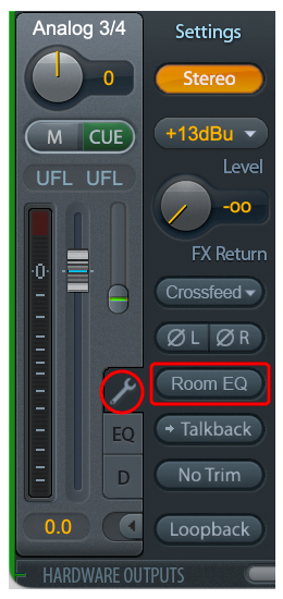 Room EQの設定画面