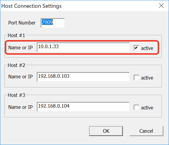 Host Connection Settings Windows
